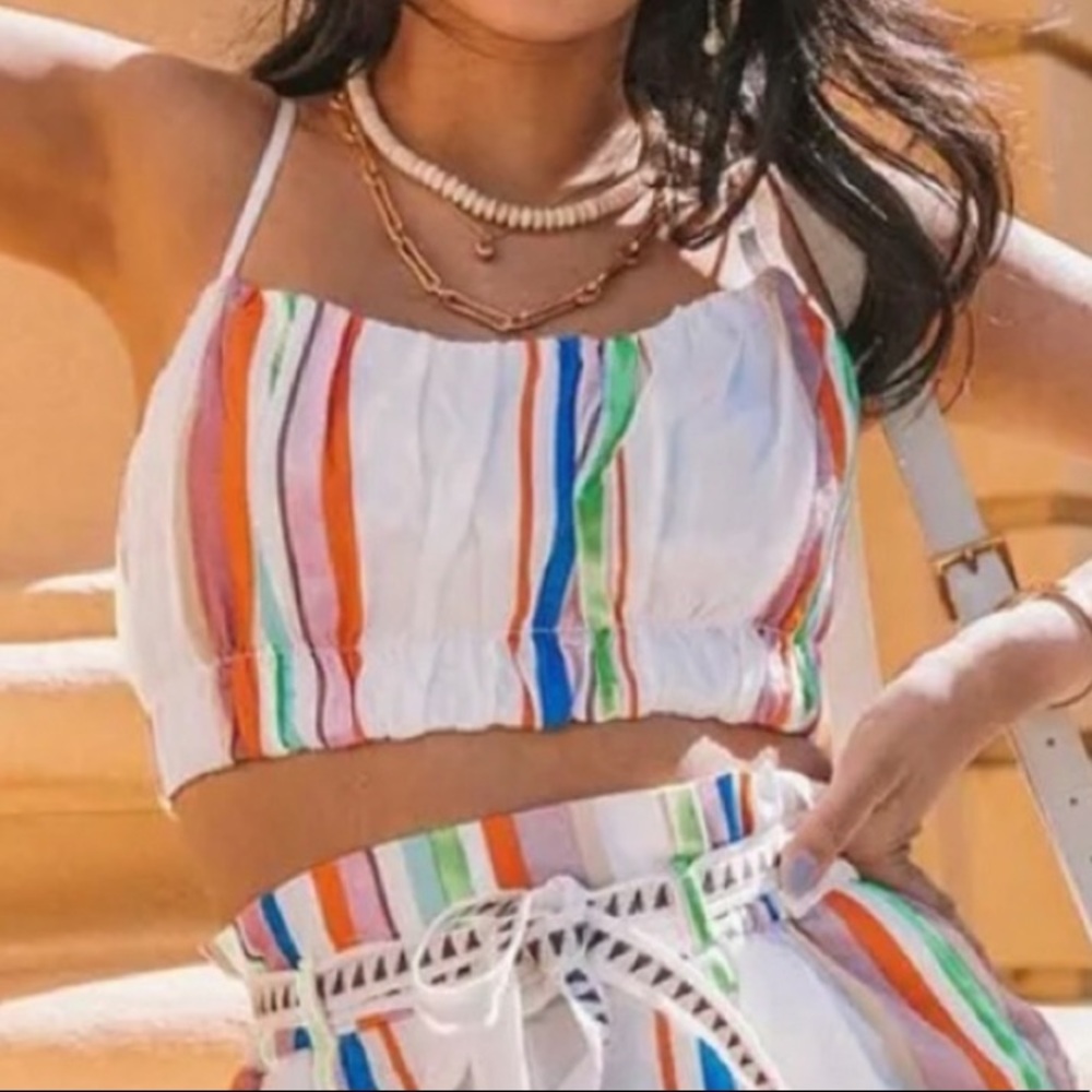 NEW Lemlem x H&M top rainbow L cotton multicolor